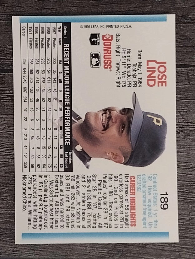 1992 Donruss #189 Jose Lind
