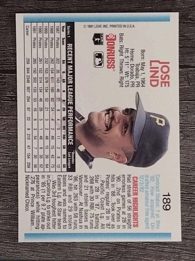 1992 Donruss #189 Jose Lind