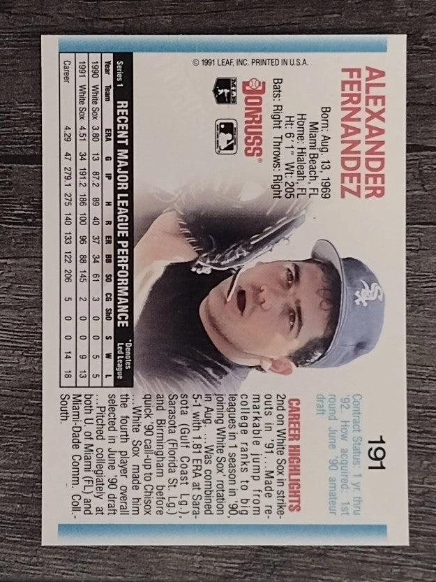 1992 Donruss #191 Alex Fernandez