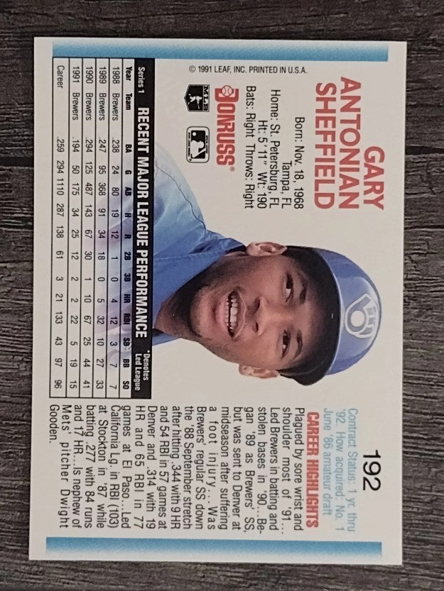 1992 Donruss #192 Gary Sheffield