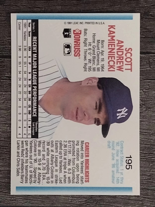 1992 Donruss #195 Scott Kamieniecki