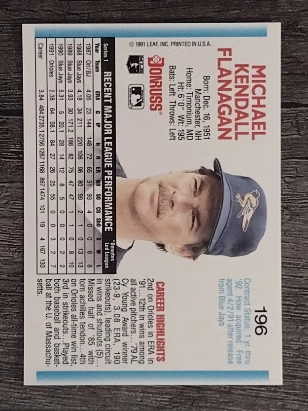 1992 Donruss #196 Mike Flanagan