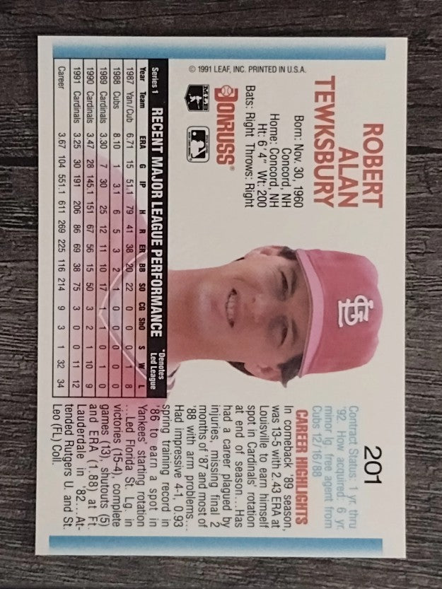 1992 Donruss #201 Bob Tewksbury