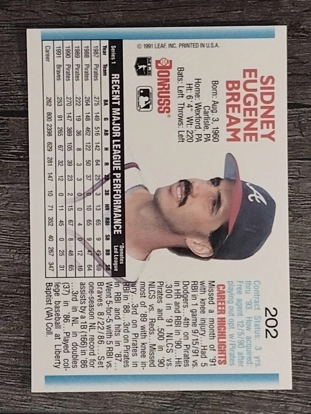 1992 Donruss #202 Sid Bream
