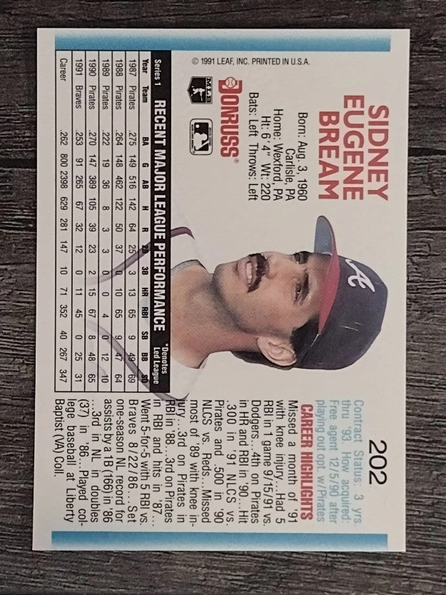 1992 Donruss #202 Sid Bream