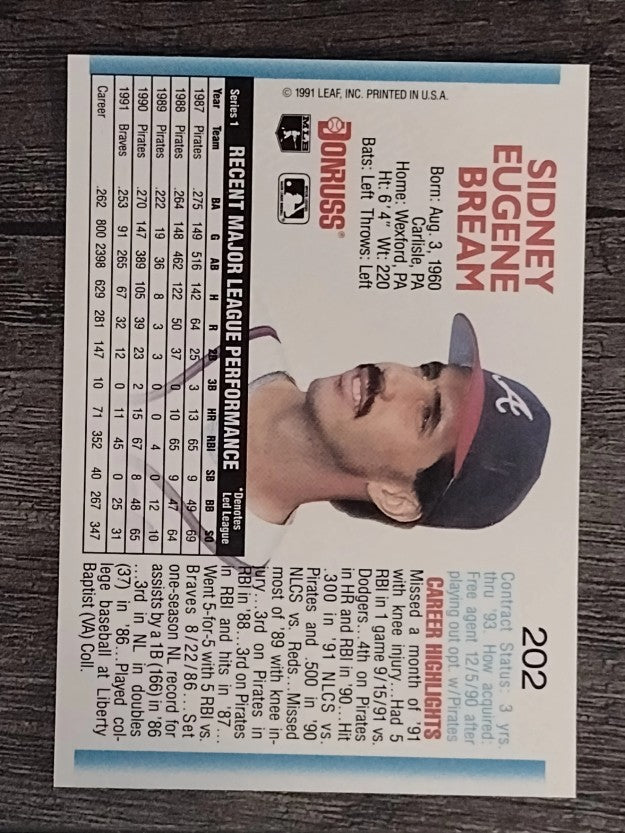1992 Donruss #202 Sid Bream