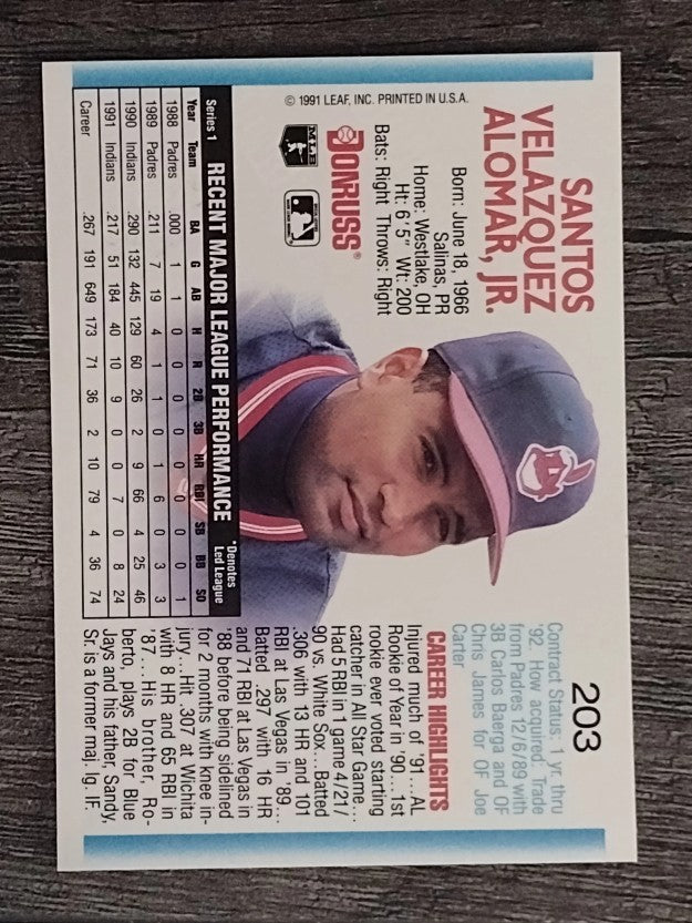 1992 Donruss #203 Sandy Alomar Jr.