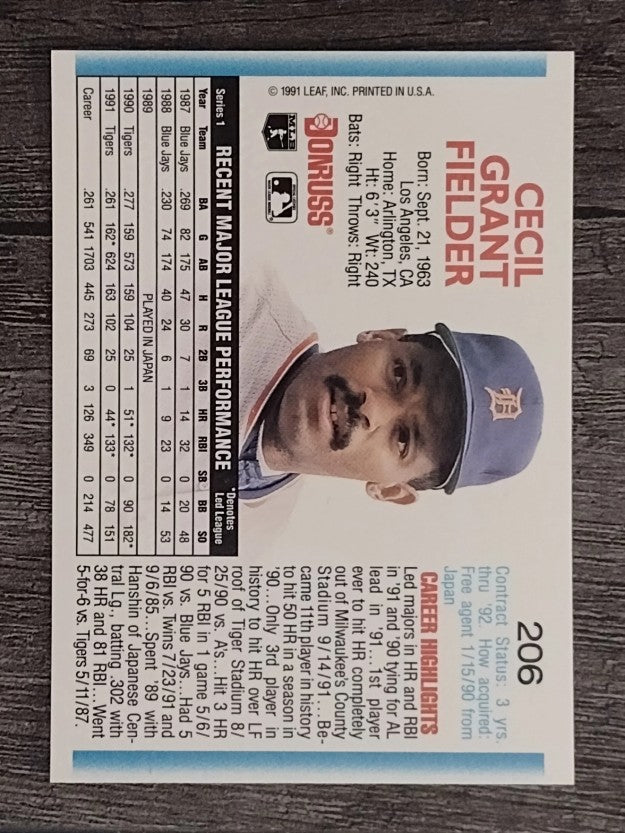 1992 Donruss #206 Cecil Fielder