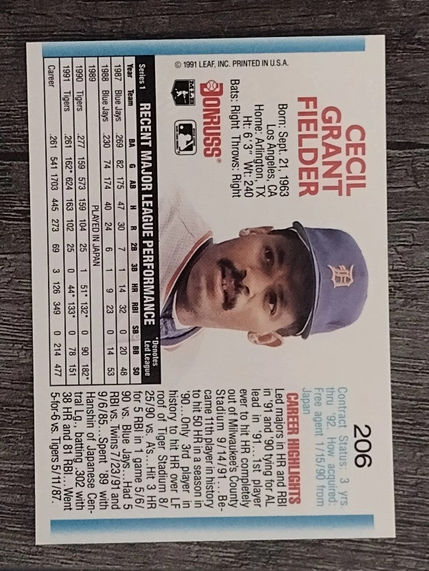 1992 Donruss #206 Cecil Fielder