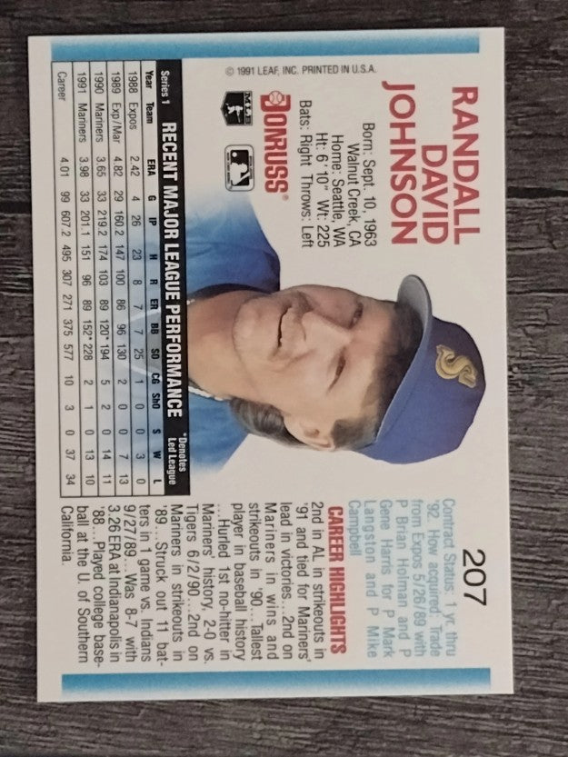 1992 Donruss #207 Randy Johnson
