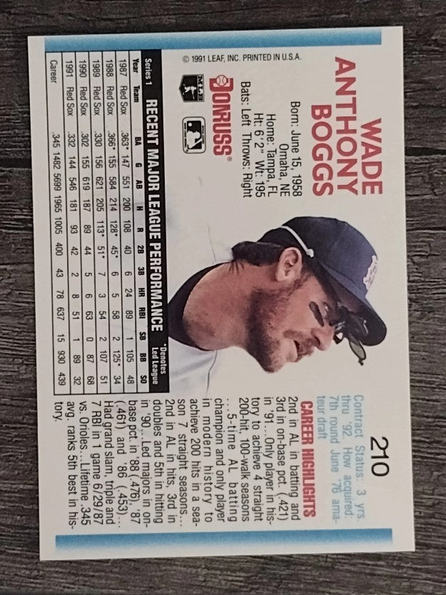 1992 Donruss #210 Wade Boggs