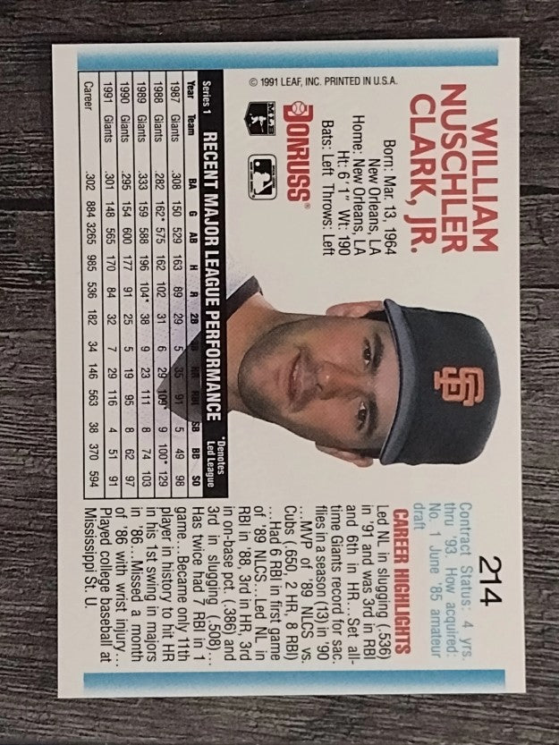 1992 Donruss #214 Will Clark