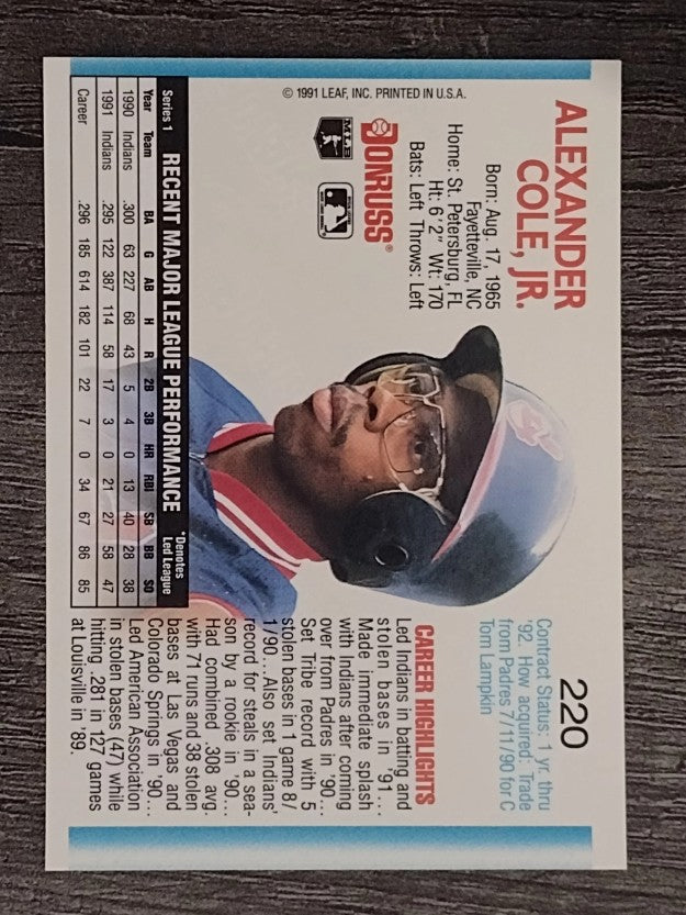 1992 Donruss #220 Alex Cole