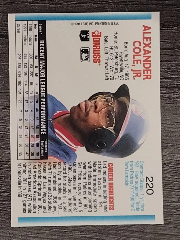 1992 Donruss #220 Alex Cole