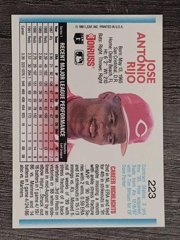1992 Donruss #223 Jose Rijo