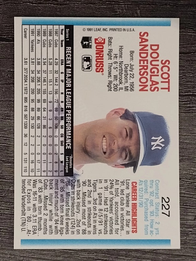 1992 Donruss #227 Scott Sanderson