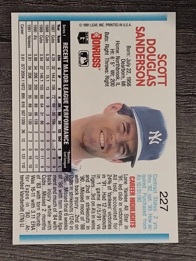 1992 Donruss #227 Scott Sanderson