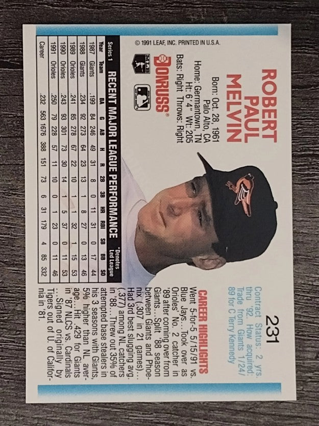 1992 Donruss #231 Bob Melvin