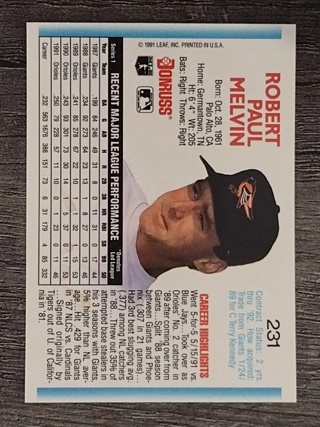 1992 Donruss #231 Bob Melvin
