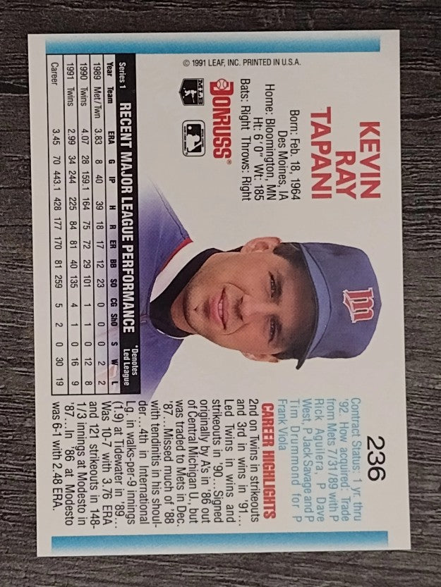 1992 Donruss #236 Kevin Tapani