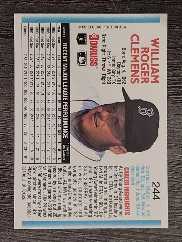 1992 Donruss #244 Roger Clemens