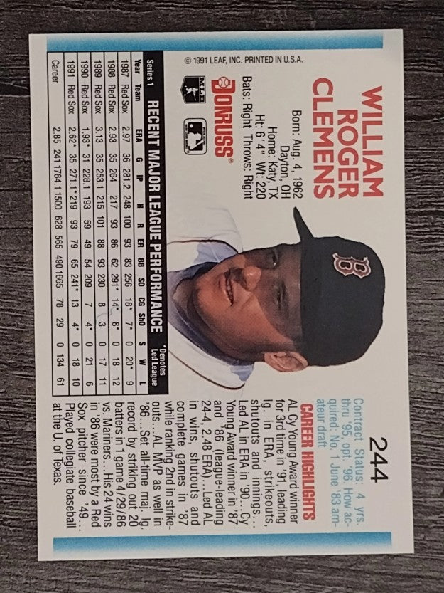 1992 Donruss #244 Roger Clemens