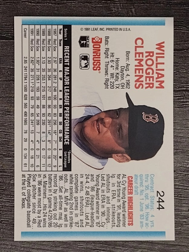 1992 Donruss #244 Roger Clemens