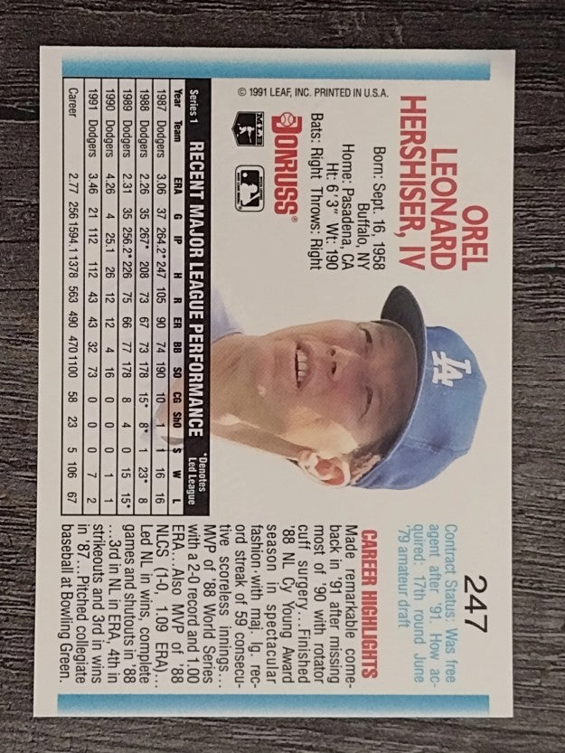 1992 Donruss #247 Orel Hershiser