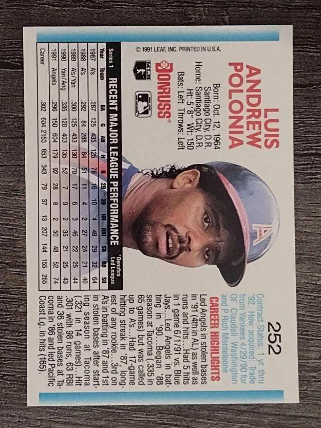 1992 Donruss #252 Luis Polonia