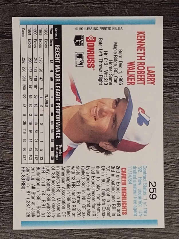 1992 Donruss #259 Larry Walker