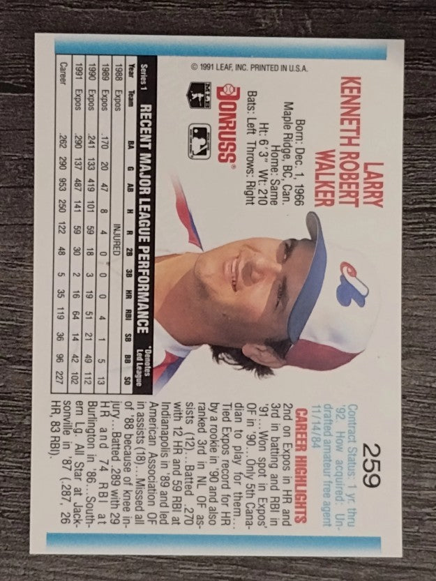 1992 Donruss #259 Larry Walker
