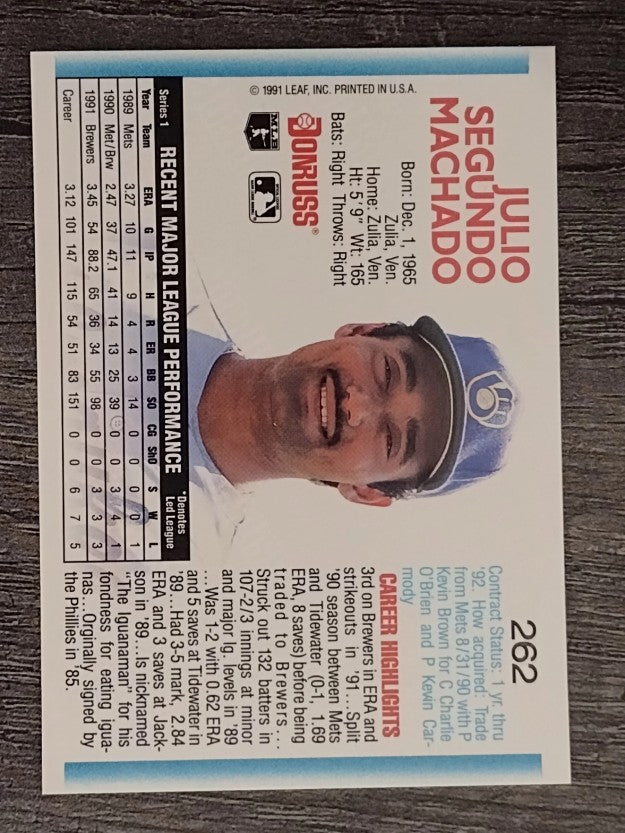 1992 Donruss #262 Julio Machado