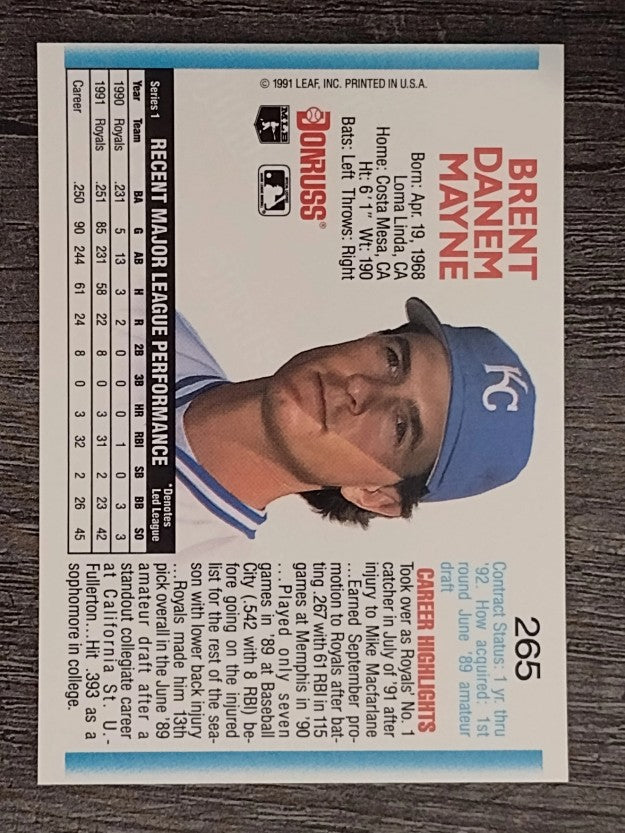 1992 Donruss #265 Brent Mayne