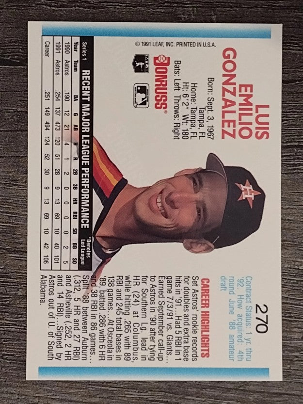 1992 Donruss #270 Luis Gonzalez