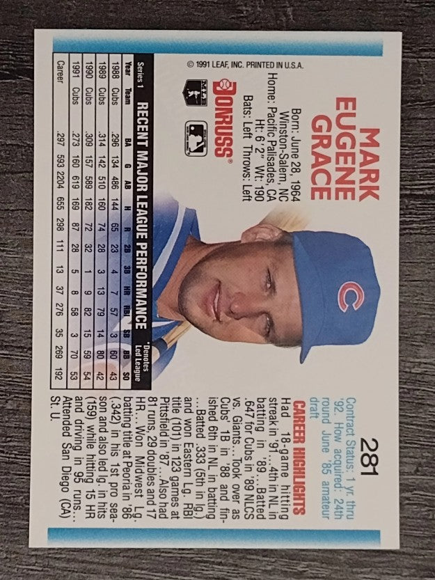1992 Donruss #281 Mark Grace