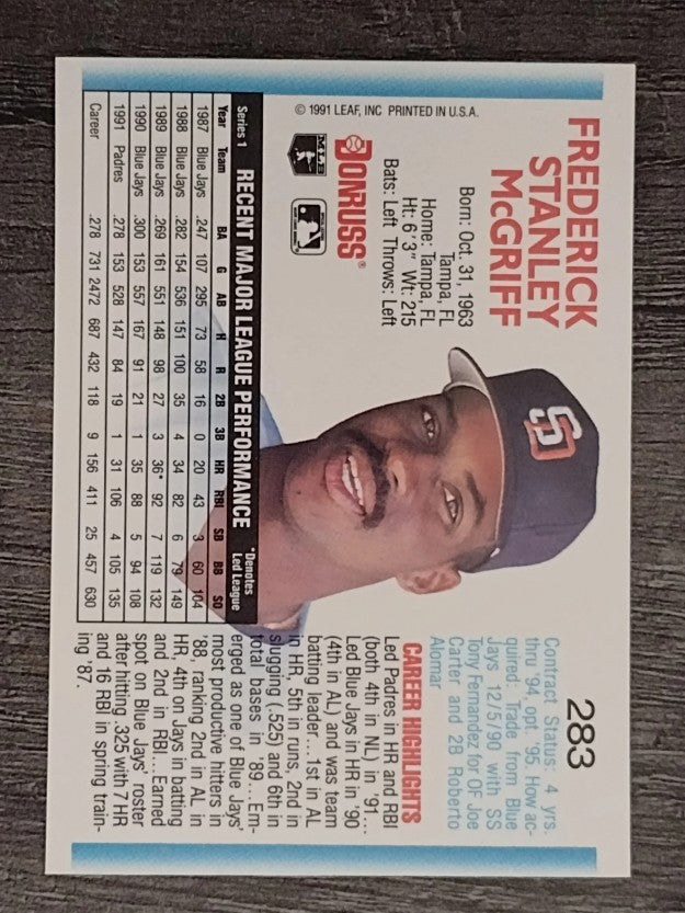 1992 Donruss #283 Fred McGriff