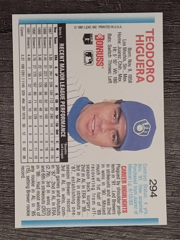 1992 Donruss #294 Ted Higuera
