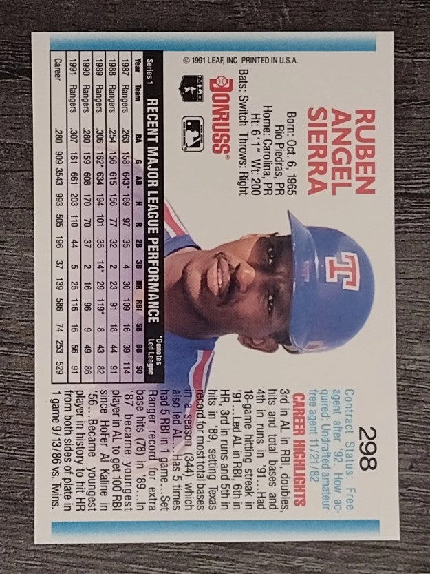 1992 Donruss #298 Ruben Sierra