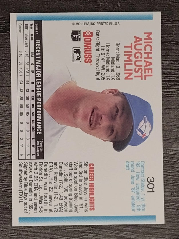 1992 Donruss #301 Mike Timlin