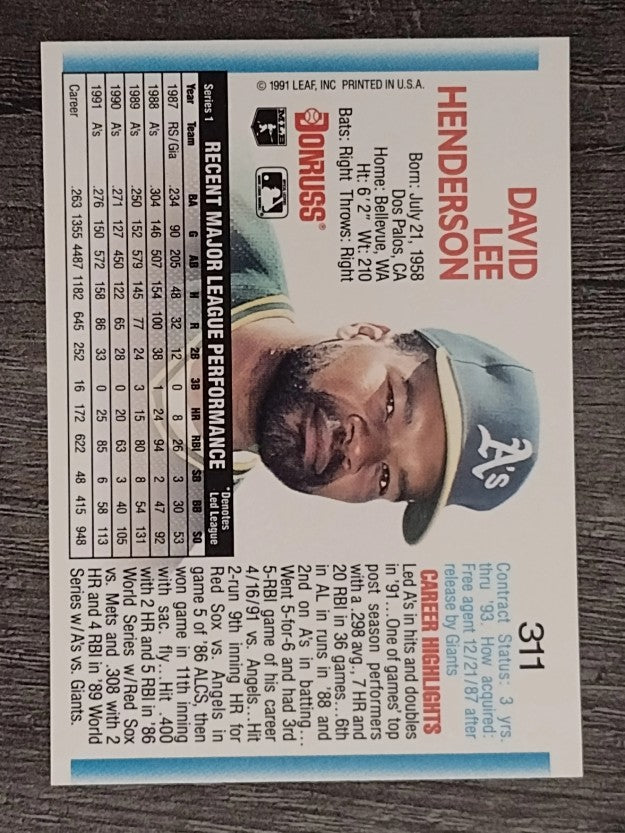 1992 Donruss #311 Dave Henderson