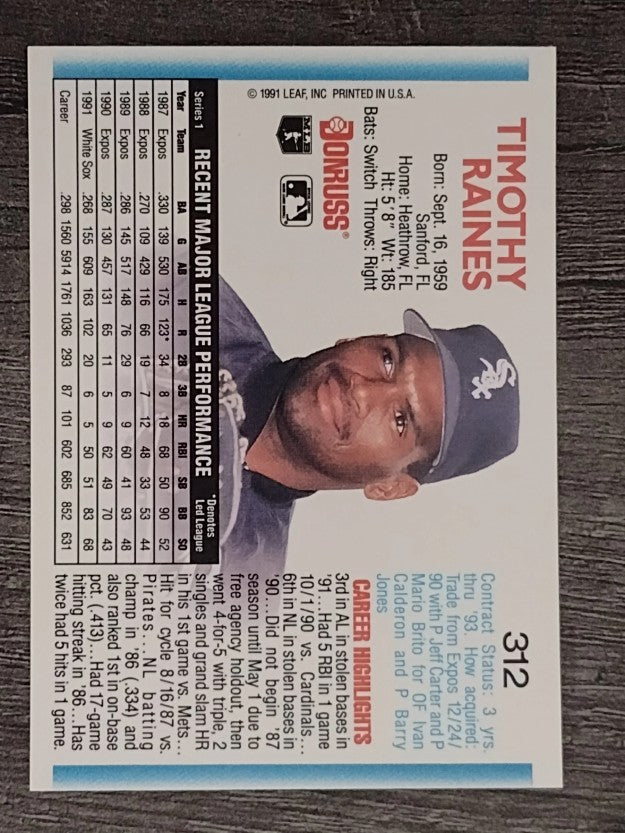 1992 Donruss #312 Tim Raines