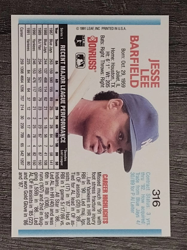 1992 Donruss #316 Jesse Barfield