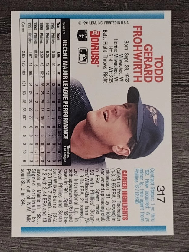 1992 Donruss #317 Todd Frohwirth
