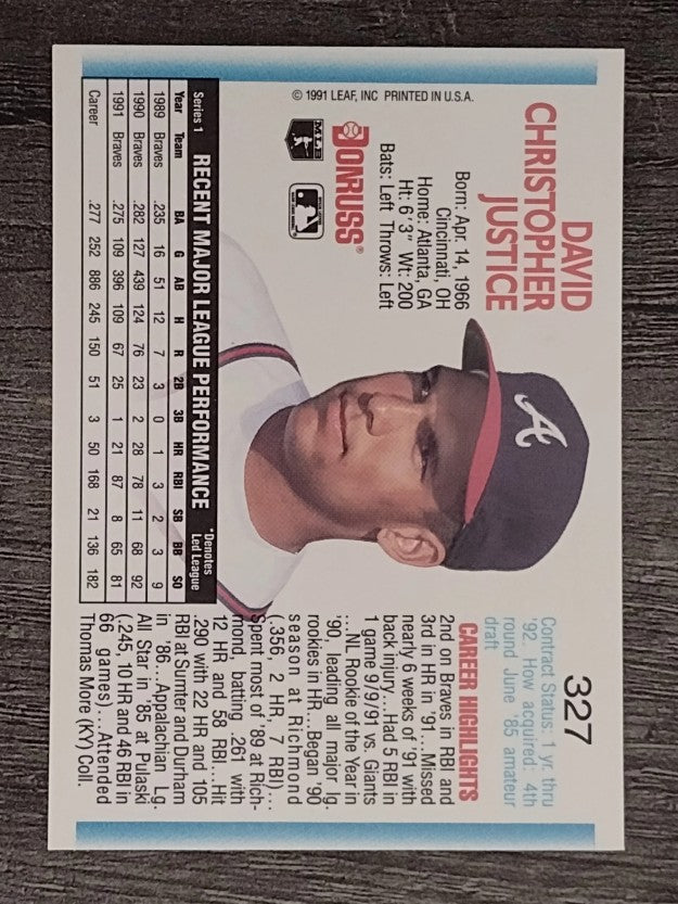 1992 Donruss #327 David Justice