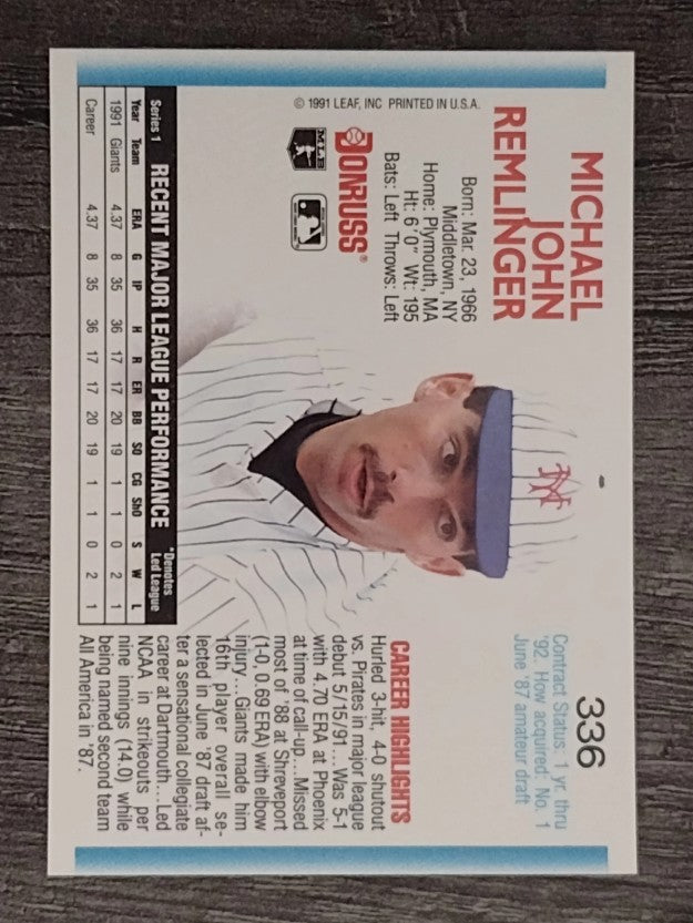 1992 Donruss #336 Mike Remlinger