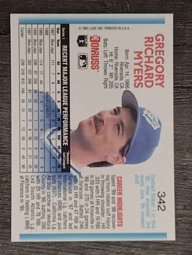 1992 Donruss #342 Greg Myers