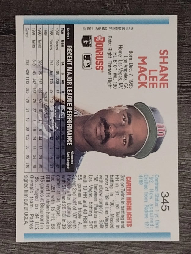 1992 Donruss #345 Shane Mack