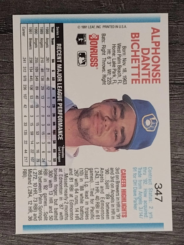 1992 Donruss #347 Dante Bichette