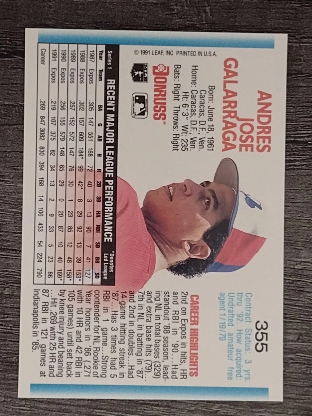 1992 Donruss #355 Andres Galarraga