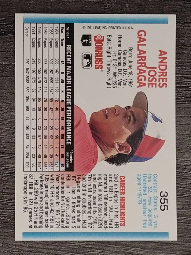 1992 Donruss #355 Andres Galarraga